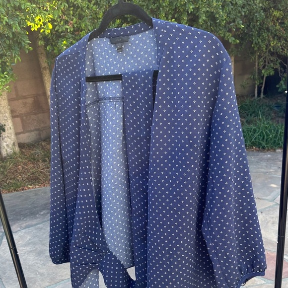 J. Crew Blouse Blue White Foulard Dot Wrap Style Size Medium - Picture 3 of 10
